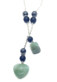 Crystal Heart Dangle Necklace EMF 5G Protection Chakra Healing (style: Green Aventurine Red Copper Chain)